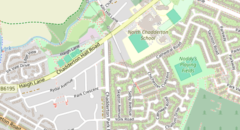 Map of a likely free parking spot near Cathedral Road, Chadderton Fold, Manchester