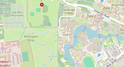 Map of a likely free parking spot near Car Park 1.2 (G), York