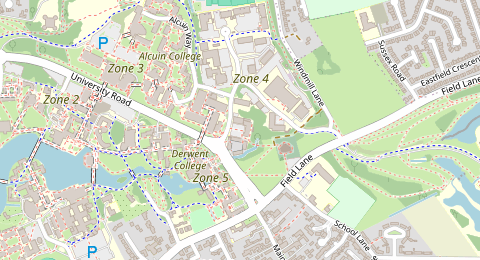 Map of a likely free parking spot near Car Park 4.5 (A), York