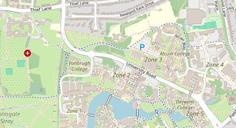 Map of a likely free parking spot near Car Park 2.2 (C), York