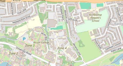 Map of a likely free parking spot near Car Park 4.1 (Helix House), York