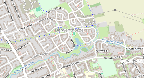 Map of a likely free parking spot near Lotherington Mews, Derwenthorpe, York