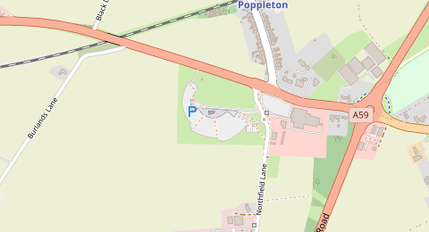 Map of a likely free parking spot near Poppleton Bar Park & Ride, York