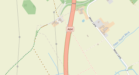Map of a likely free parking spot near A64, York