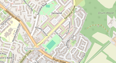 Map of a likely free parking spot near Drum Avenue, Gilmerton, Edinburgh