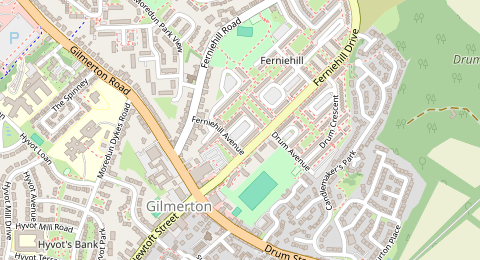 Map of a likely free parking spot near Ferniehill Avenue, Gilmerton, Edinburgh