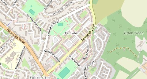 Map of a likely free parking spot near Ferniehill Street, Gilmerton, Edinburgh