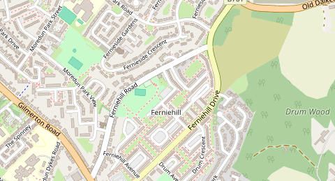 Map of a likely free parking spot near Ferniehill Street, Gilmerton, Edinburgh