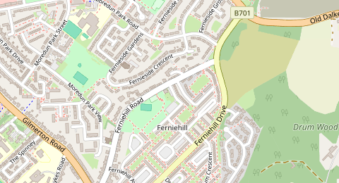 Map of a likely free parking spot near Ferniehill Street, Gilmerton, Edinburgh