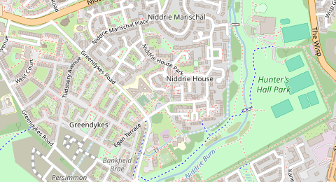 Map of a likely free parking spot near Gulliver Street, Niddrie, Edinburgh