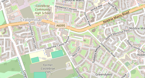 Map of a likely free parking spot near Queen's Walk, Bingham, Edinburgh