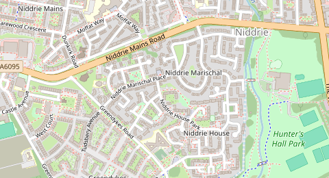 Map of a likely free parking spot near Niddrie Marischal Drive, Niddrie, Edinburgh