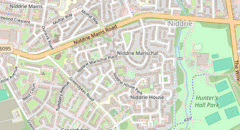Map of a likely free parking spot near Niddrie Marischal Place, Niddrie, Edinburgh