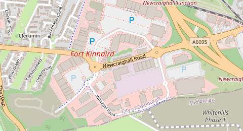 Map of a likely free parking spot near Newcraighall Road, Niddrie, Edinburgh