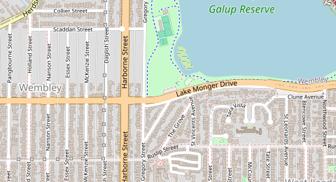 Map of a likely free parking spot near Lake Monger carpark path, Wembley, Perth