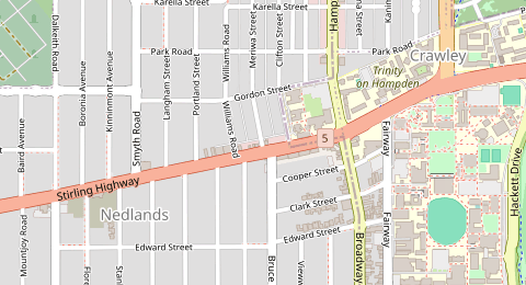 Map of a likely free parking spot near Meriwa Street, Nedlands, Perth