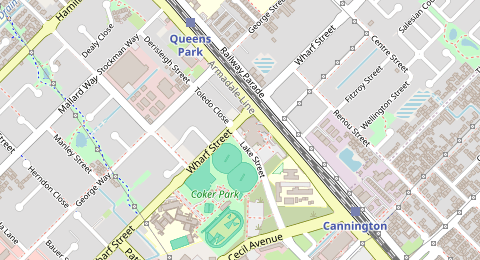 Map of a likely free parking spot near Lake Street, Cannington, Perth
