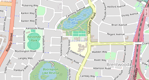 Map of a likely free parking spot near Rountree Road, Brentwood, Perth