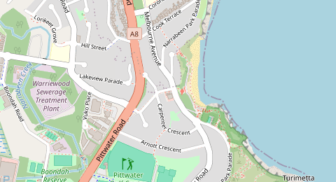 Map of a likely free parking spot near Hunter Street, Warriewood, Sydney