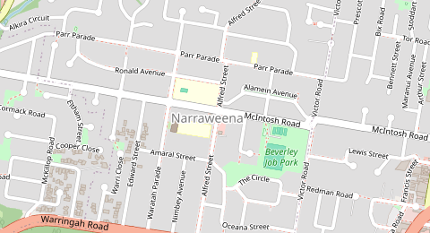 Map of a likely free parking spot near Alfred Street, Narraweena, Sydney
