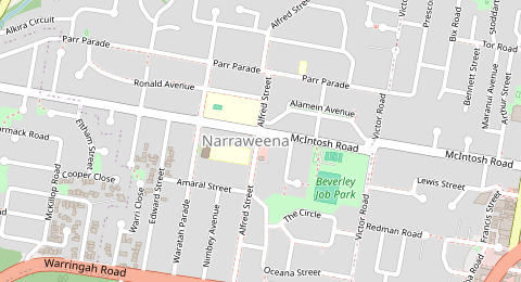 Map of a likely free parking spot near Alfred Street, Narraweena, Sydney
