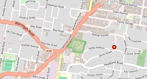 Map of a likely free parking spot near Pittwater Road, Dee Why, Sydney