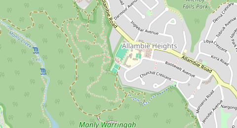 Map of a likely free parking spot near Roosevelt Avenue, Allambie Heights, Sydney