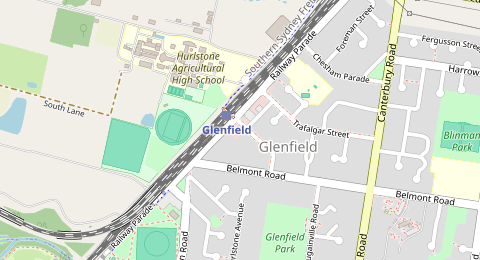 Map of a likely free parking spot near Hosking Crescent, Glenfield, Sydney
