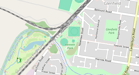 Map of a likely free parking spot near Fawcett Street, Glenfield, Sydney