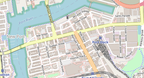 Map of a likely free parking spot near Marryatt Street, Port Adelaide, Adelaide