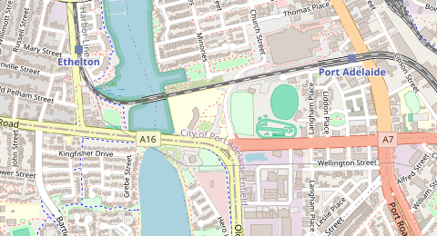 Map of a likely free parking spot near Old Port Road, Port Adelaide, Adelaide