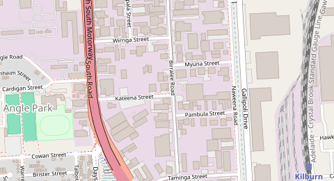 Map of a likely free parking spot near Kateena Street, Regency Park, Adelaide