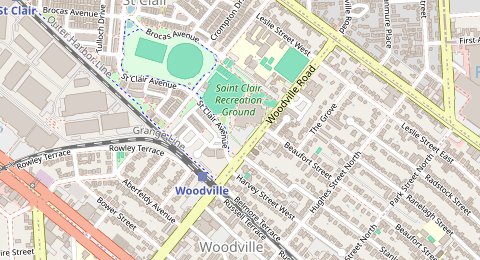 Map of a likely free parking spot near Woodville Road, St Clair, Adelaide