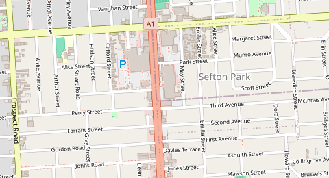 Map of a likely free parking spot near Main North Road, Sefton Park, Adelaide