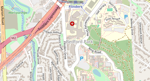 Map of a likely free parking spot near Medical Sciences Road, Bedford Park, Adelaide